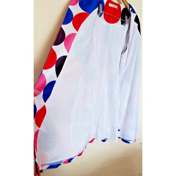 Wayward Fancies eShakti M 8 White Open Coat Large Colorful Polka Dots Pockets - Picture 5 of 14